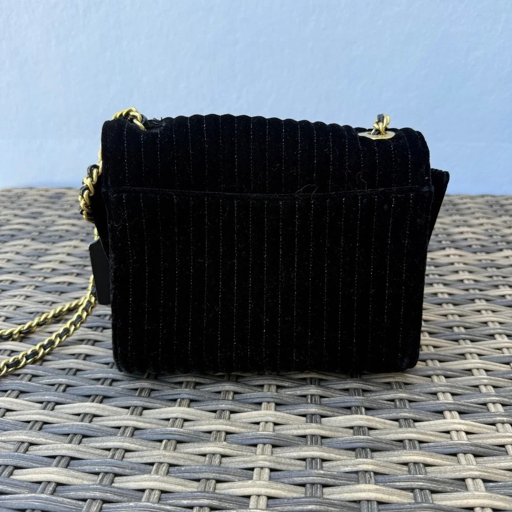 Coach Parker 18 Black Velvet Rivet Chain Crossbody Bag 31034 READ